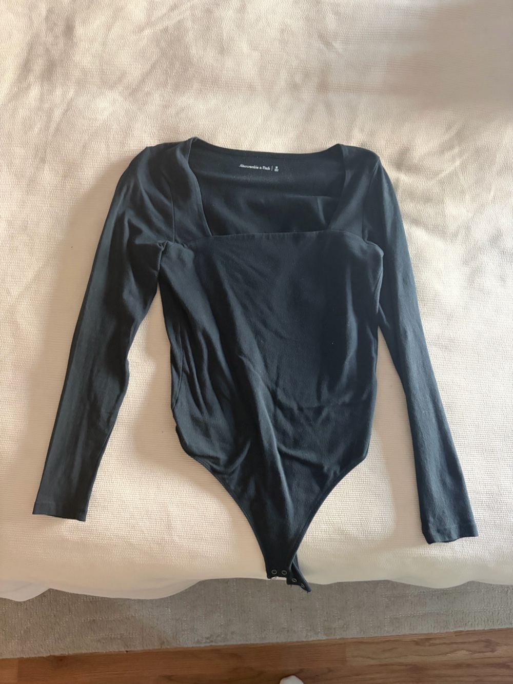 Abercrombie & Fitch Black Long-Sleeve Square Neck Bodysuit